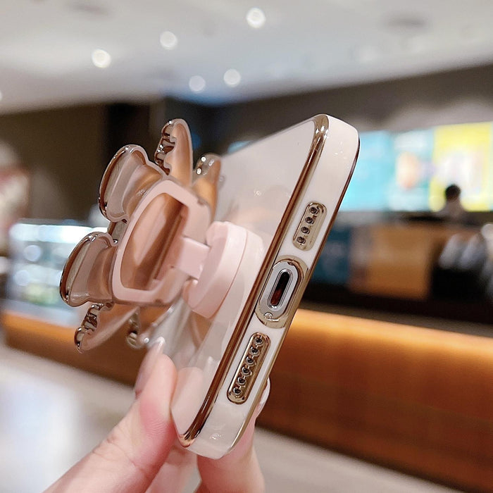 For Iphone 15 Electroplating Astronaut Holder Phone Case