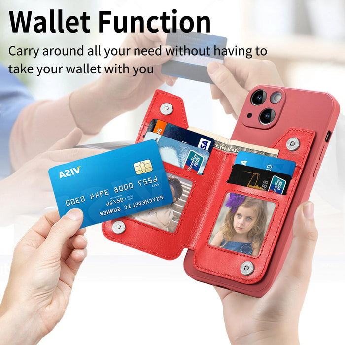 For Iphone 15 Zipper Wallet Leather Back Shockproof Phone Case