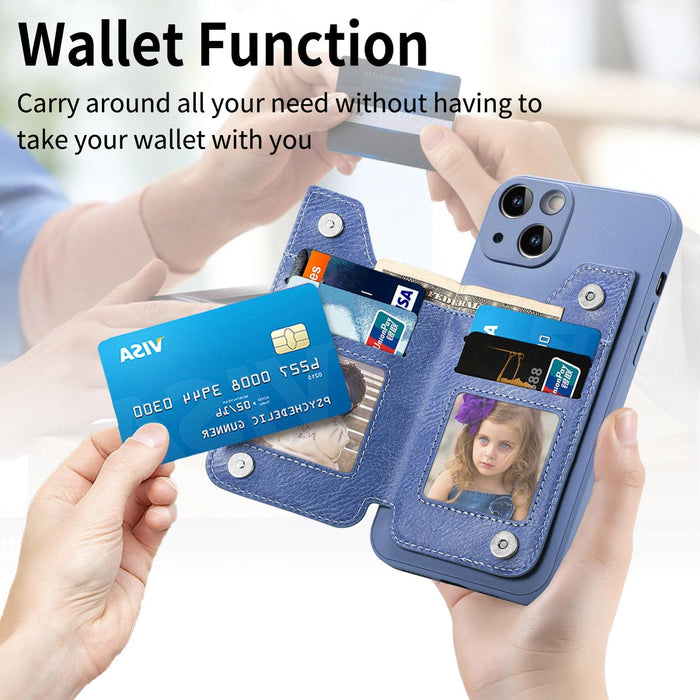 For Iphone 15 Zipper Wallet Leather Back Shockproof Phone Case