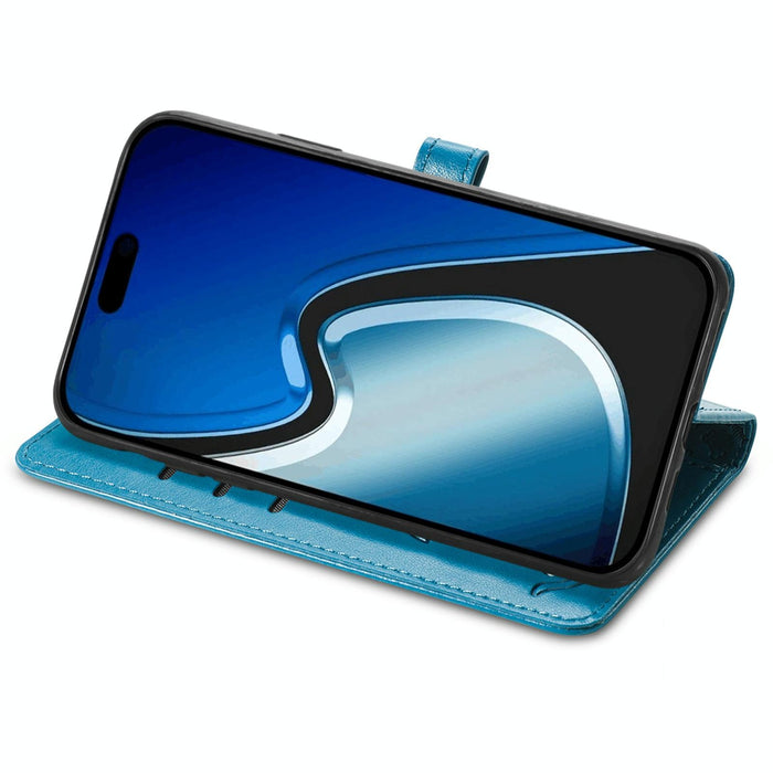 For Iphone 15 Cat And Dog Embossed Leather Phone Case