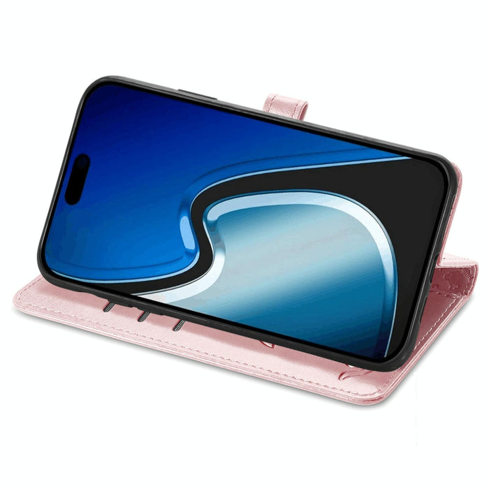 For Iphone 15 Cat And Dog Embossed Leather Phone Case