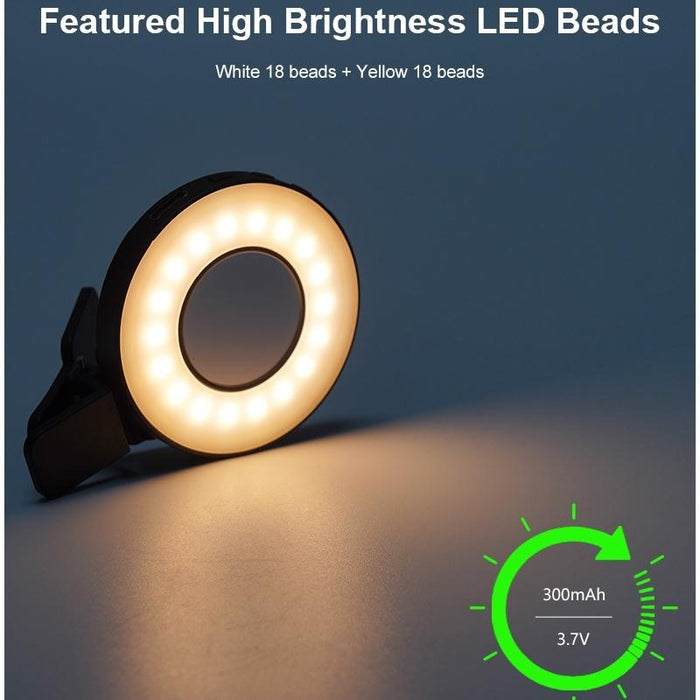 W36 Mini Led Cell Phone Fill Light With Makeup Mirror Magnetic Selfie Ring Light