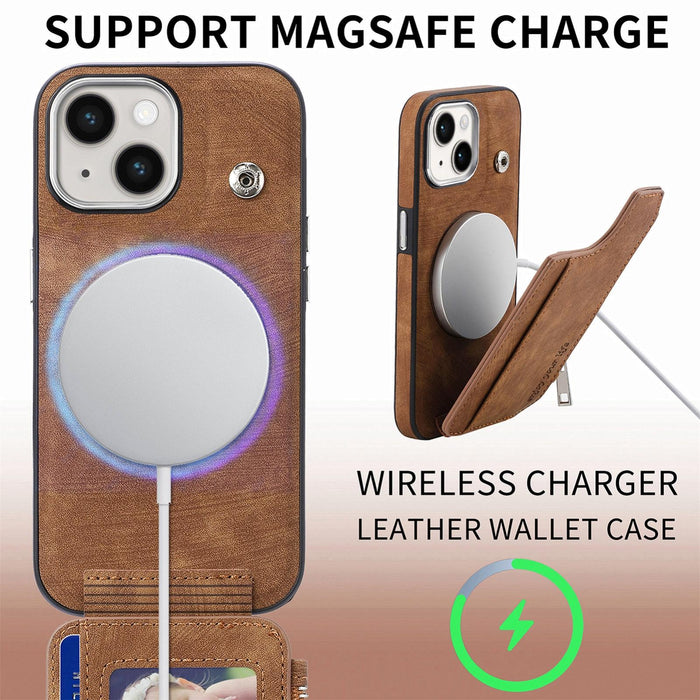 For Iphone 15 Magsafe Zipper Rfid Wallet All-Inclusive Shockrpoof Phone Case