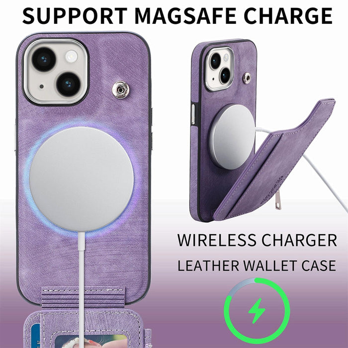 For Iphone 15 Magsafe Zipper Rfid Wallet All-Inclusive Shockrpoof Phone Case