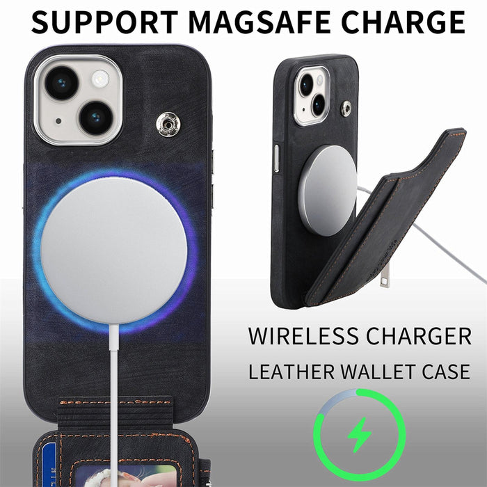 For Iphone 15 Magsafe Zipper Rfid Wallet All-Inclusive Shockrpoof Phone Case