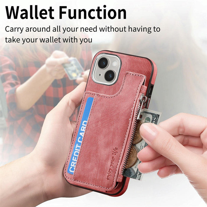 For Iphone 15 Magsafe Zipper Rfid Wallet All-Inclusive Shockrpoof Phone Case