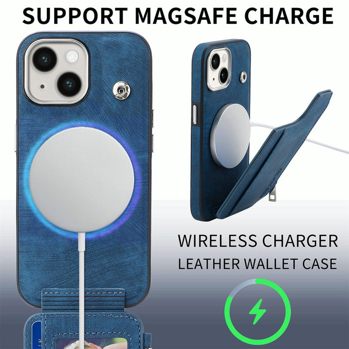 For Iphone 15 Magsafe Zipper Rfid Wallet All-Inclusive Shockrpoof Phone Case
