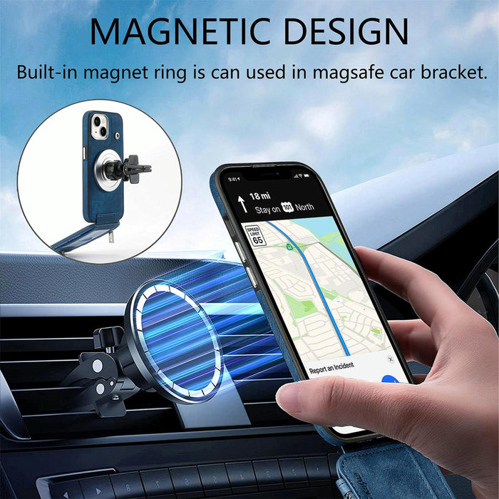 For Iphone 15 Magsafe Zipper Rfid Wallet All-Inclusive Shockrpoof Phone Case