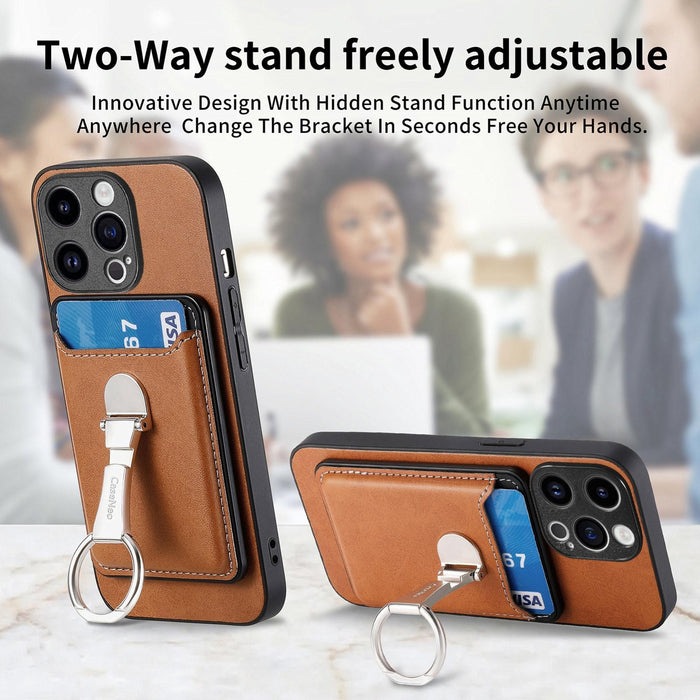 For Iphone 15 Skin Feel Ring Holder Wallet Magnetic Phone Case
