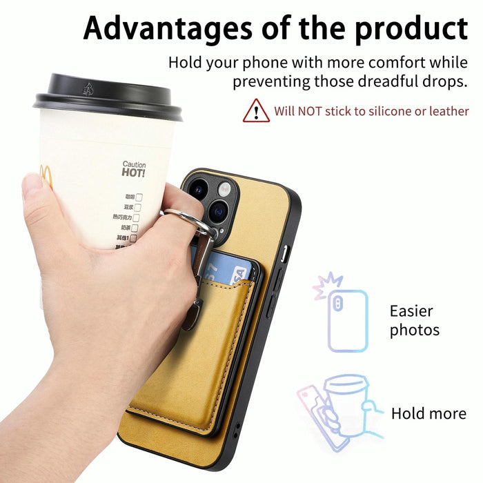 For Iphone 15 Skin Feel Ring Holder Wallet Magnetic Phone Case