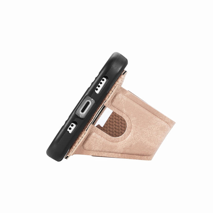 For Iphone 15 Carbon Fiber Wallet Flip Card K-Shaped Holder Phone Case