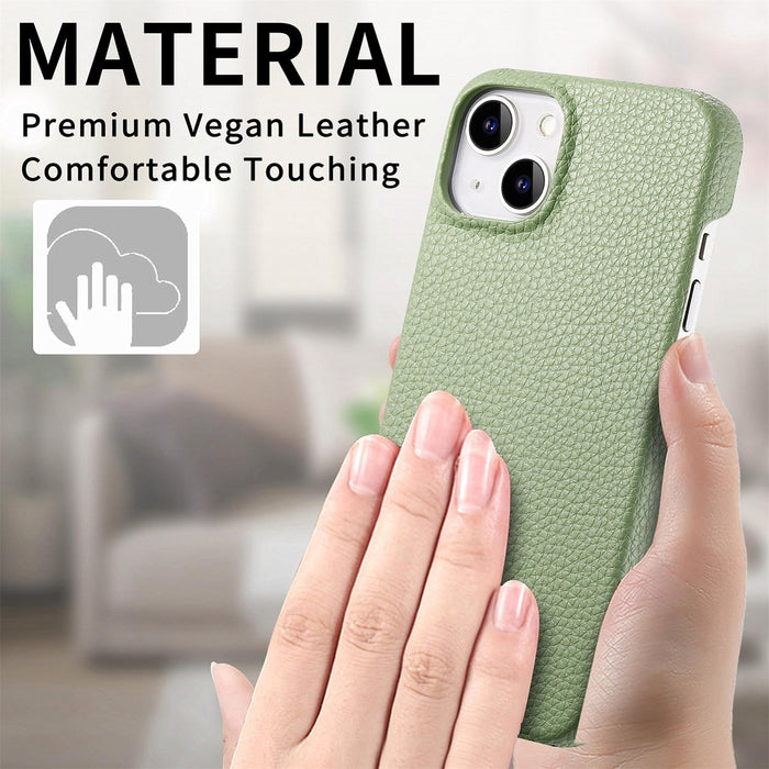 For Iphone 15 Litchi Oil Edge Leather Back Phone Case