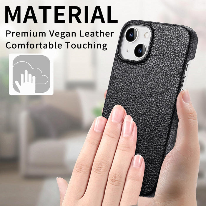 For Iphone 15 Litchi Oil Edge Leather Back Phone Case