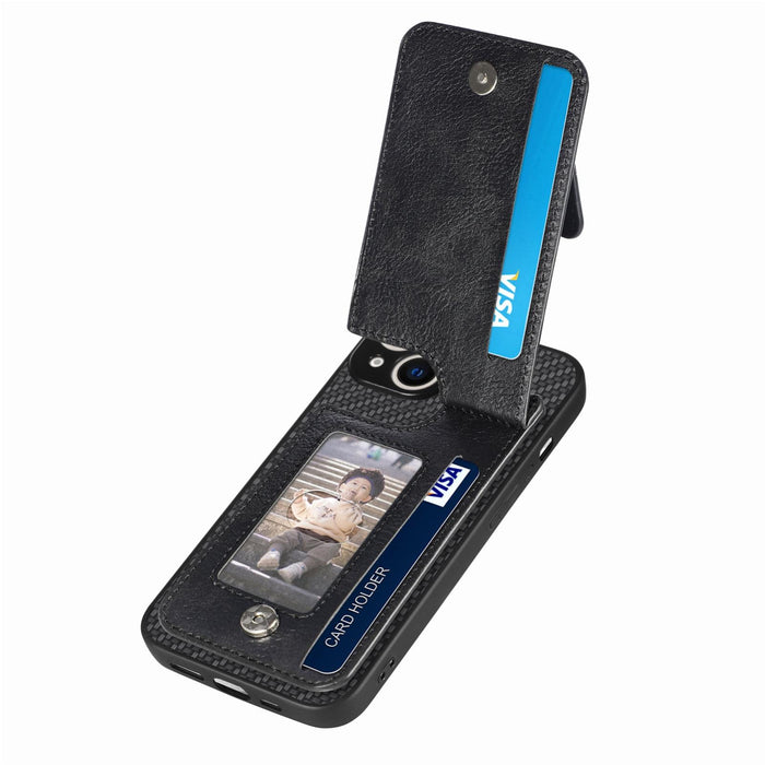 For Iphone 15 Carbon Fiber Vertical Flip Zipper Phone Case