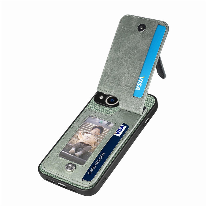 For Iphone 15 Carbon Fiber Vertical Flip Zipper Phone Case