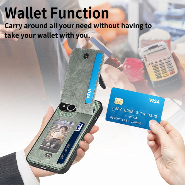 For Iphone 15 Carbon Fiber Vertical Flip Zipper Phone Case