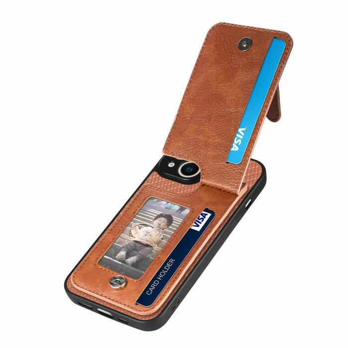 For Iphone 15 Carbon Fiber Vertical Flip Zipper Phone Case