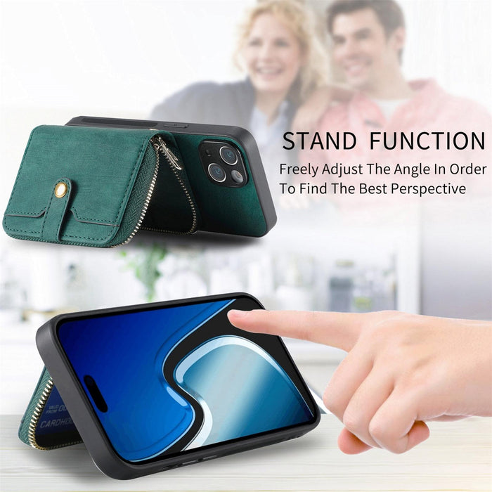 For Iphone 15 Crossbody Multi-Function Zipper Wallet Phone Case