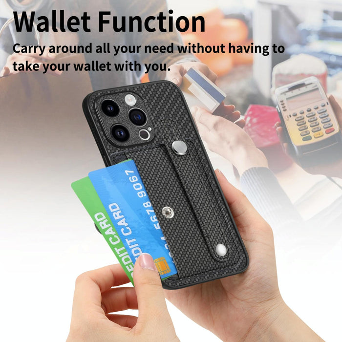 For Iphone 15 Wristband Kickstand Card Wallet Back Phone Case With Tool Knife