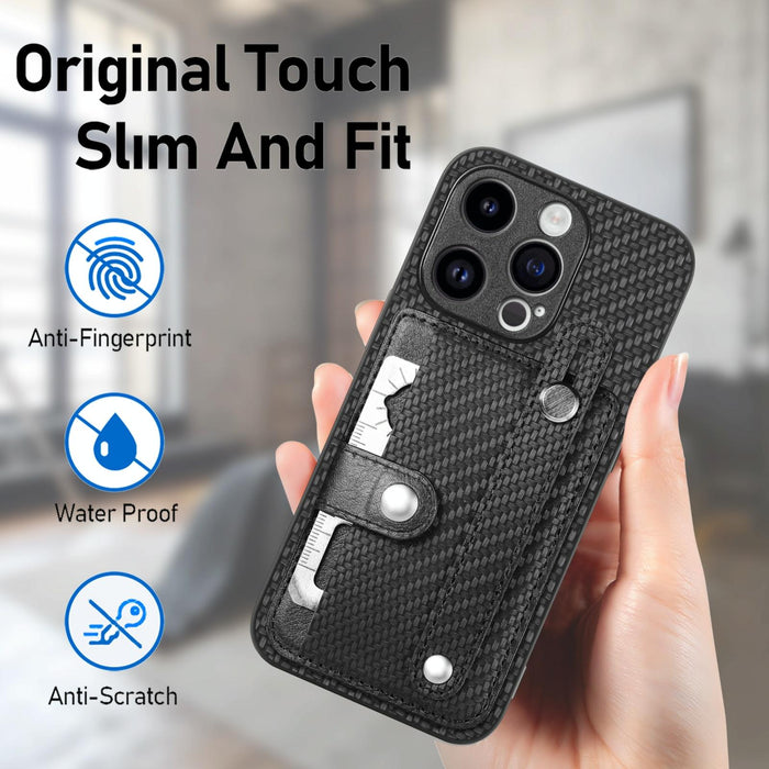 For Iphone 15 Wristband Kickstand Card Wallet Back Phone Case With Tool Knife