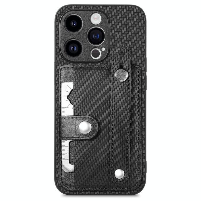 For Iphone 15 Wristband Kickstand Card Wallet Back Phone Case With Tool Knife