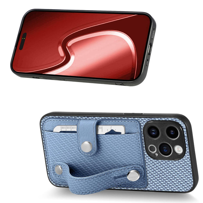 For Iphone 15 Wristband Kickstand Card Wallet Back Phone Case With Tool Knife