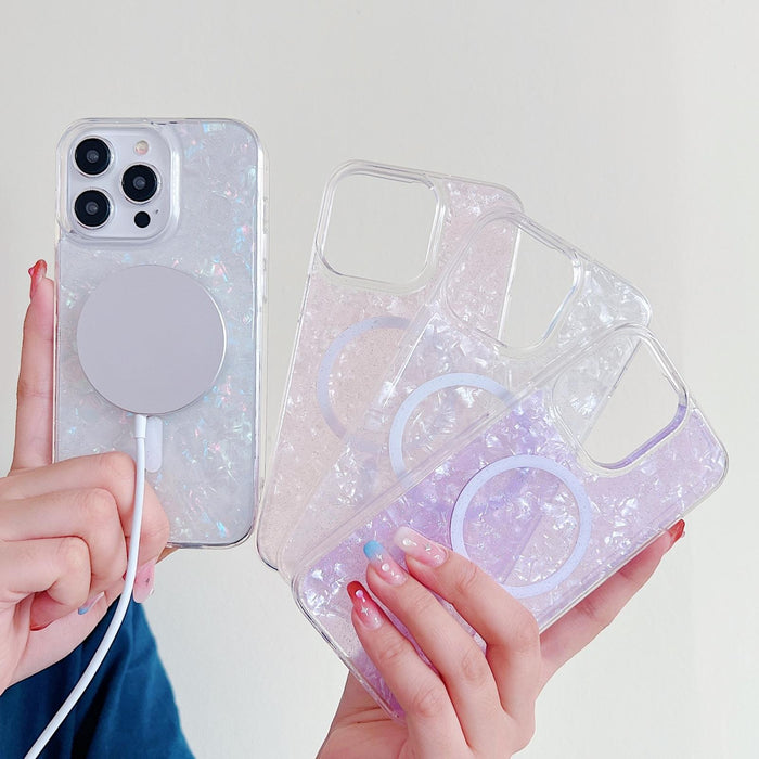 For Iphone 15 Shell Texture Magsafe Tpu Phone Case