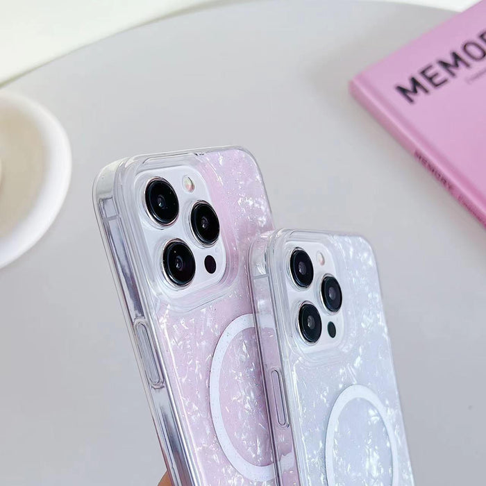 For Iphone 15 Shell Texture Magsafe Tpu Phone Case