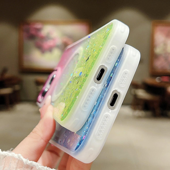 For Iphone 15 Multicolor Gradient Glitter Sequin Magsafe Tpu Phone Case