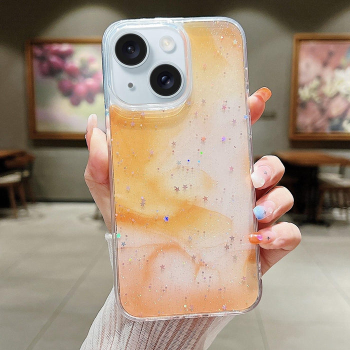 For Iphone 15 Ink Smudged Glitter Tpu Phone Case