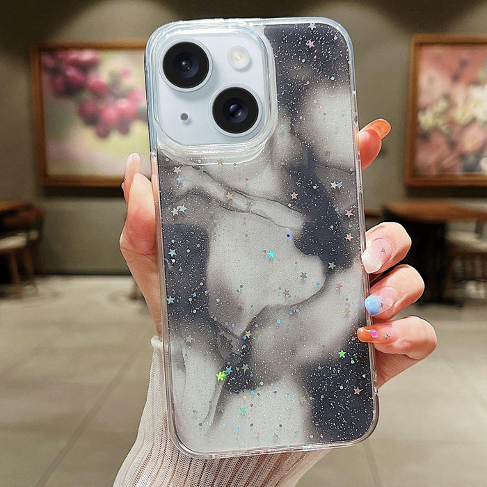 For Iphone 15 Ink Smudged Glitter Tpu Phone Case