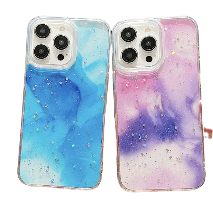 For Iphone 15 Ink Smudged Glitter Tpu Phone Case