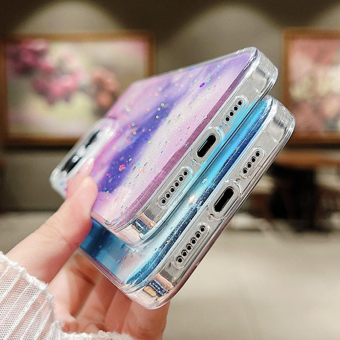 For Iphone 15 Ink Smudged Glitter Tpu Phone Case