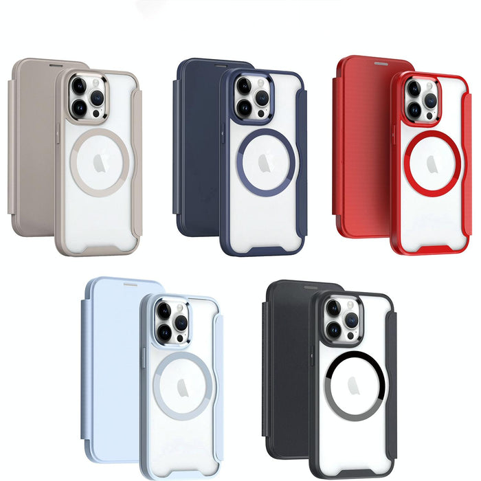 For Iphone 15 Magsafe Rfid Blocking Adsorption Flip Leather Phone Case