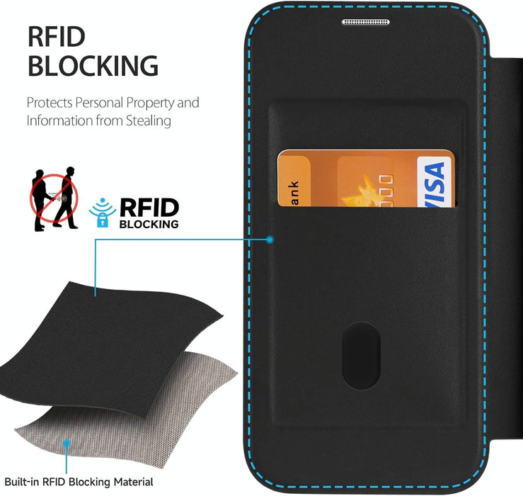 For Iphone 15 Magsafe Rfid Blocking Adsorption Flip Leather Phone Case