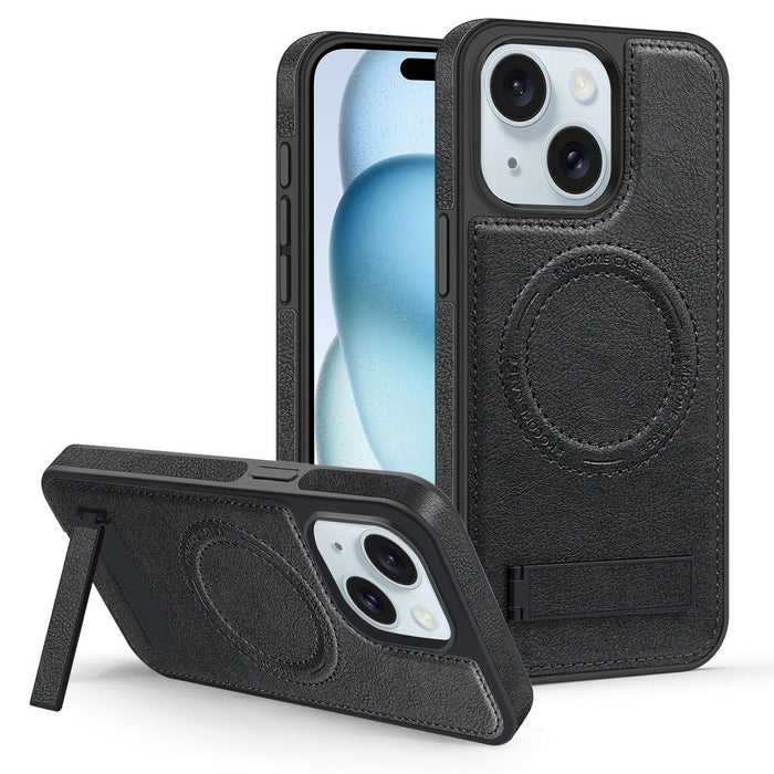 For Iphone 15 Multi-Function Holder Magsafe Pu Phone Case