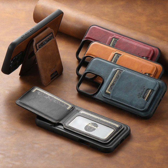 For Iphone 15 Magsafe Oil Eax Leather Detachable Wallet Back Phone Case