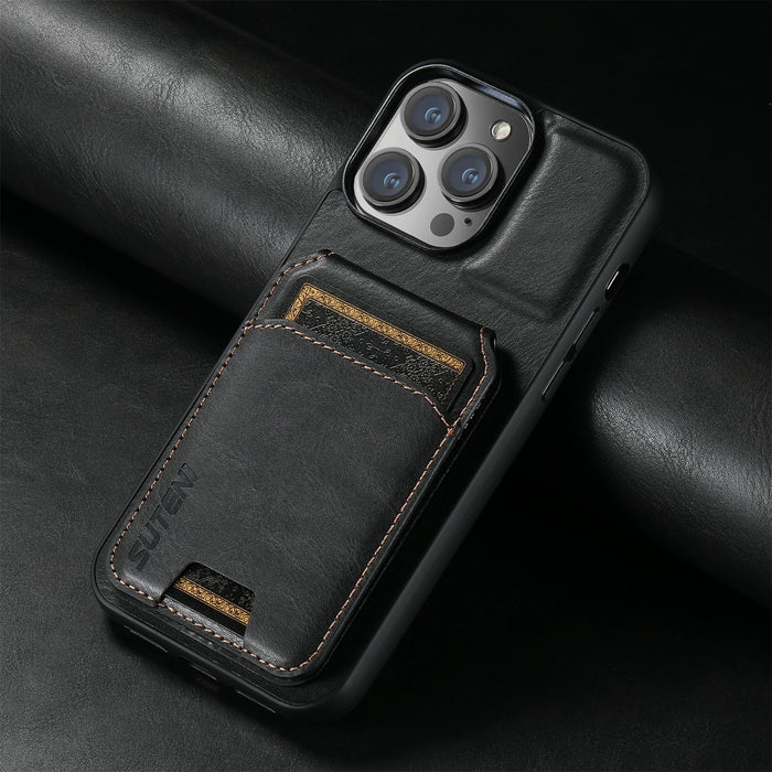For Iphone 15 Leather Wallet Stand Back Phone Case