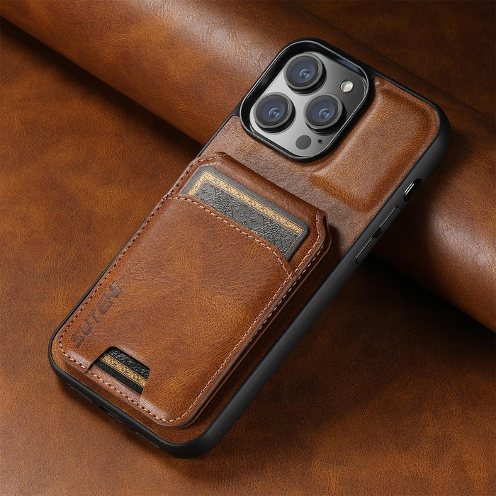 For Iphone 15 Leather Wallet Stand Back Phone Case