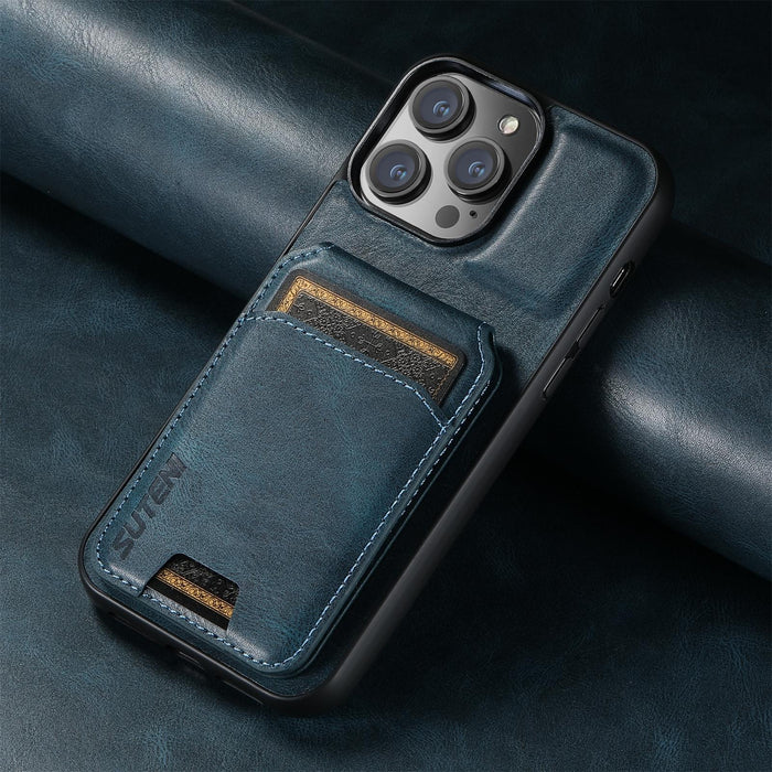 For Iphone 15 Leather Wallet Stand Back Phone Case
