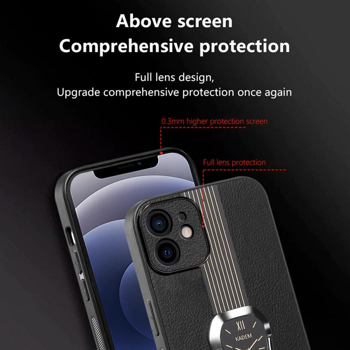 For Iphone 15 Magnetic Litchi Leather Back Phone Case With Holder