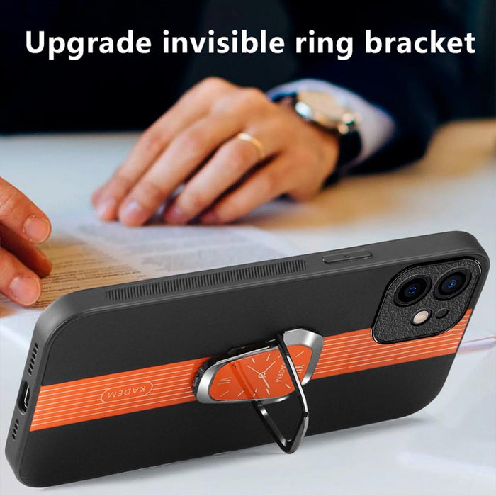 For Iphone 15 Magnetic Litchi Leather Back Phone Case With Holder