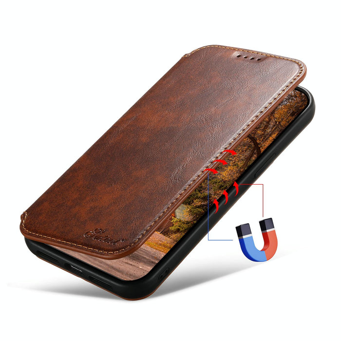For Iphone 15 Leather Magnetic Magsafe Phone Case