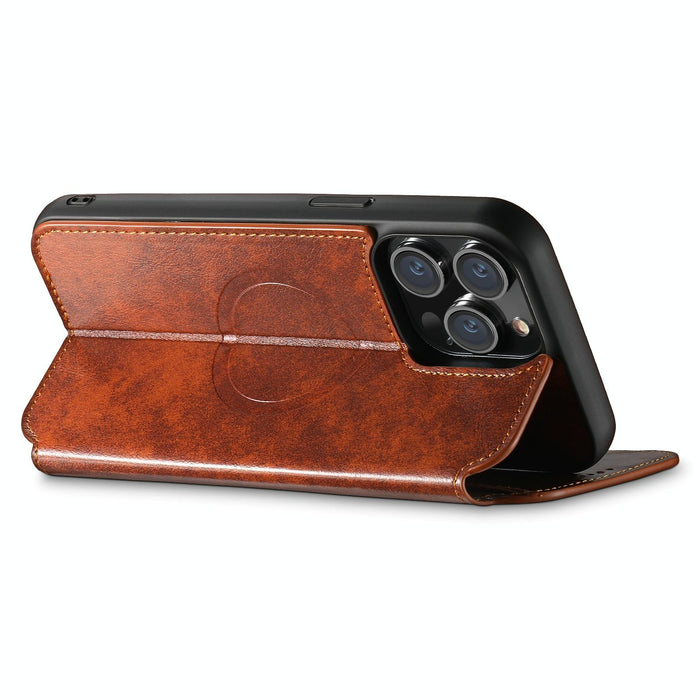 For Iphone 15 Leather Magnetic Magsafe Phone Case