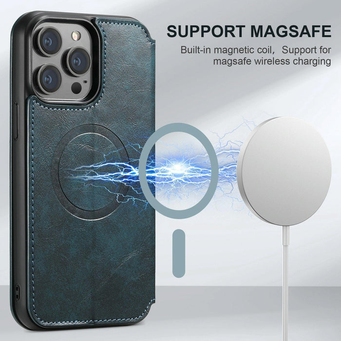 For Iphone 15 Leather Magnetic Magsafe Phone Case