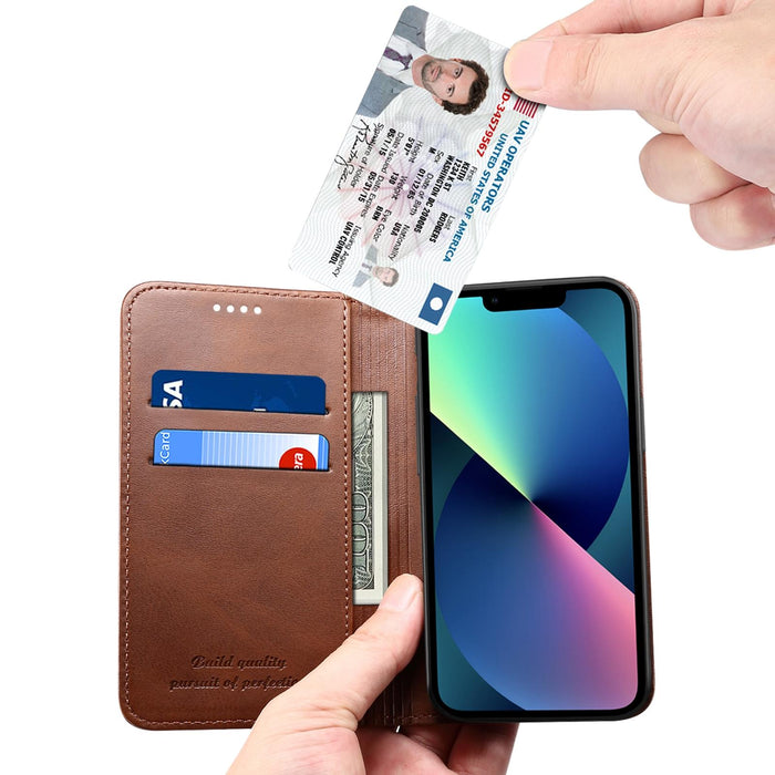 For Iphone 15 Calf Texture Horizontal Flip Leather Phone Case