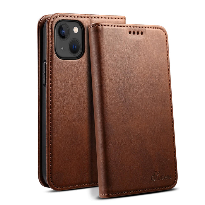 For Iphone 15 Calf Texture Horizontal Flip Leather Phone Case
