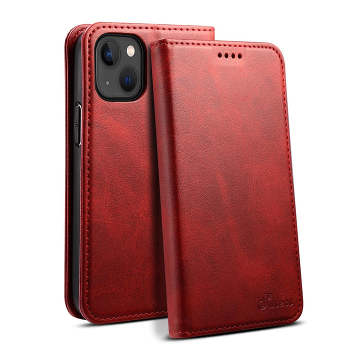 For Iphone 15 Calf Texture Horizontal Flip Leather Phone Case
