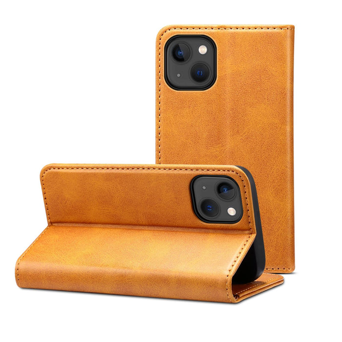 For Iphone 15 Calf Texture Horizontal Flip Leather Phone Case