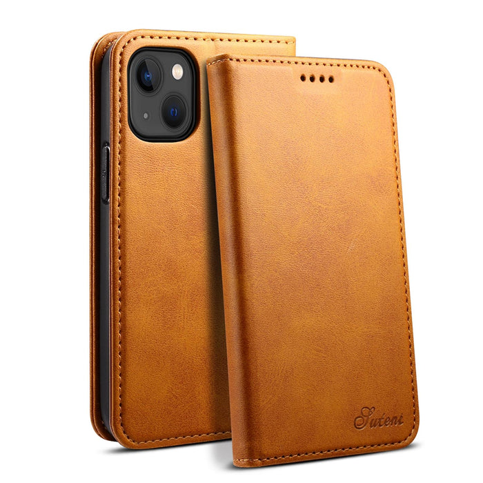For Iphone 15 Calf Texture Horizontal Flip Leather Phone Case